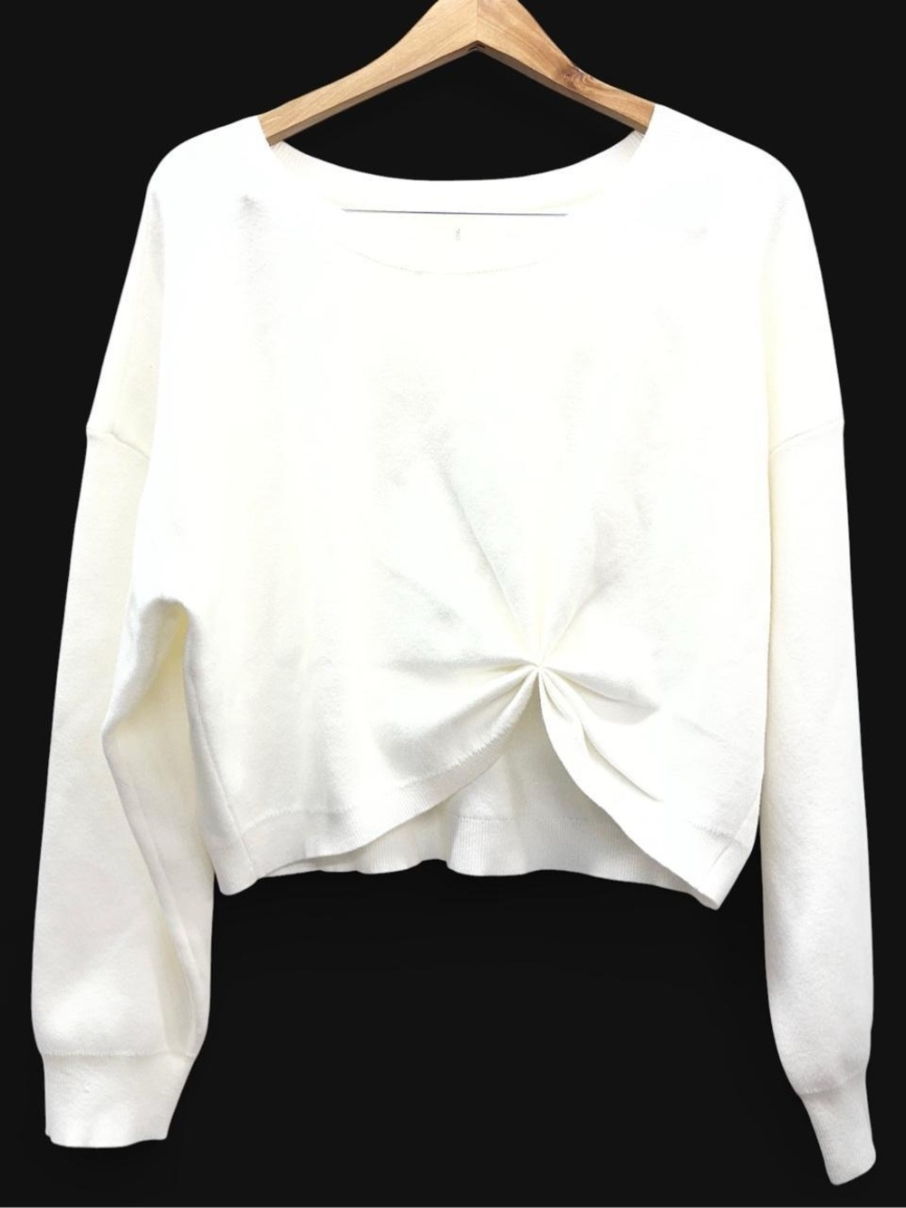 Anthropologie Cream Twist-Front Scoopneck‎ Sweater